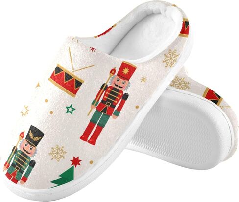 ZOEO House Slippers for Women Girls,Nutcracker Christmas Tree Winter Fuzzy Memory Foam Cozy Shoes for Men Slippers Indoor Outdoor Bedroom in Kuwait