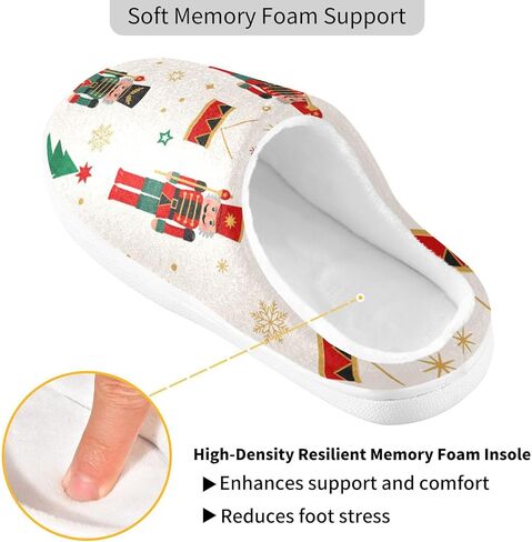 ZOEO House Slippers for Women Girls,Nutcracker Christmas Tree Winter Fuzzy Memory Foam Cozy Shoes for Men Slippers Indoor Outdoor Bedroom in Kuwait