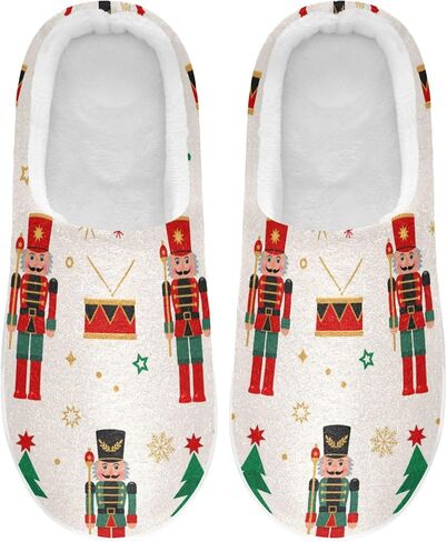 ZOEO House Slippers for Women Girls,Nutcracker Christmas Tree Winter Fuzzy Memory Foam Cozy Shoes for Men Slippers Indoor Outdoor Bedroom in Kuwait