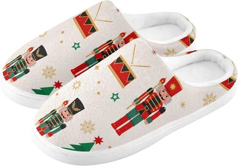 ZOEO House Slippers for Women Girls,Nutcracker Christmas Tree Winter Fuzzy Memory Foam Cozy Shoes for Men Slippers Indoor Outdoor Bedroom in Kuwait