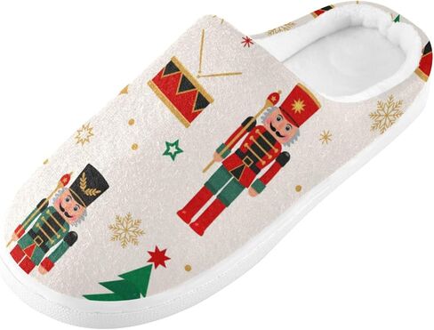ZOEO House Slippers for Women Girls,Nutcracker Christmas Tree Winter Fuzzy Memory Foam Cozy Shoes for Men Slippers Indoor Outdoor Bedroom in Kuwait