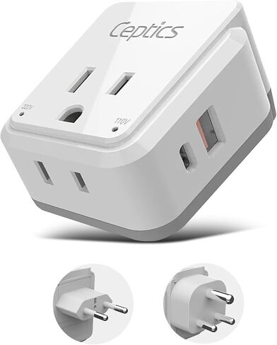 محول السفر العالمي من Ceptics مع 2X USB-A و3X USB-C، محول سفر 6 في 1 45 وات للاستخدام العالمي، محول دولي للهواتف المحمولة وأجهزة الكمبيوتر المحمولة، محول الكل في واحد للولايات المتحدة والاتحاد الأوروبي والمملكة المتحدة والمزيد، UP-45W- هل in Kuwait