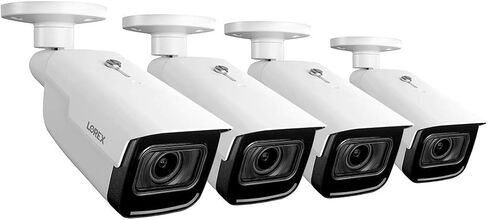 كاميرا Lorex LNB9292BW-4PK 4K (8 ميجابكسل) بيضاء ليلية مزودة بمحركات متغيرة البؤرة ذكية IP رصاصة (4 عبوات). متوافق مع N881B، N882B وNR900X NVRs in Kuwait