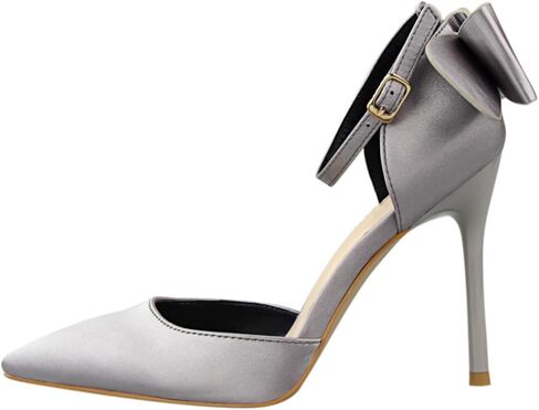 Women's Sexy Stiletto Bow Knot Satin High Heels Closed Pointy Toe D'Orsay Bow Tie Pumps Shoes Bridal Dress Wedding Party Ankle Strap Heeled Sandals with Convenient Buckle in Saudi Arabia