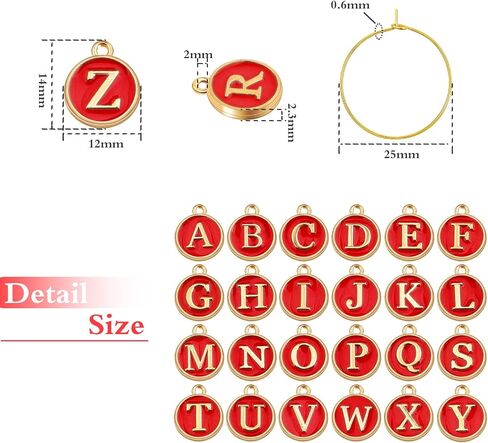 Aylifu 52pcs Round Pink Enamel Initial Letter Charms and 60pcs 25 mm Golden Wine Glass Rings Drink Identifiers Markers for Wedding Champagne Party Decoration Supplies Gifts in Saudi Arabia