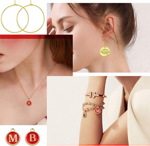 Aylifu 52pcs Round Pink Enamel Initial Letter Charms and 60pcs 25 mm Golden Wine Glass Rings Drink Identifiers Markers for Wedding Champagne Party Decoration Supplies Gifts in Saudi Arabia