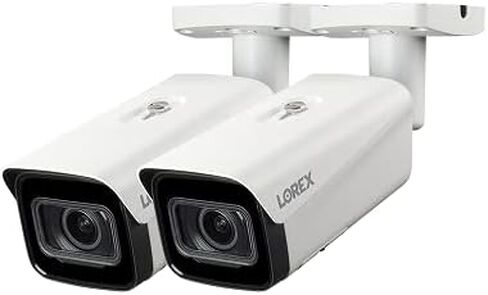 Lorex Indoor/Outdoor 4k (8MP) Ultra HD Bullet Security Camera with Varifocal Lens (Nocturnal 4 Series), 4X Optical Zoom, Vandal Resistant, Heat Mapping/People Counting (2-Pack White) in Saudi Arabia