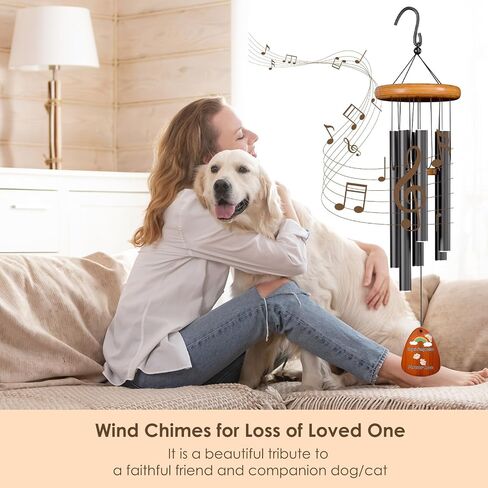Pet Memorial Wind Chimes with Frame, Dog Memorial Gifts for Loss of Dog, Pet Loss Sympathy Gifts in Memory of Dog Cat, Bereavement Wind Chimes for Loss of Pet(28" Photo) in Saudi Arabia