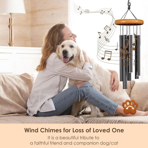 Pet Memorial Wind Chimes with Frame, Dog Memorial Gifts for Loss of Dog, Pet Loss Sympathy Gifts in Memory of Dog Cat, Bereavement Wind Chimes for Loss of Pet(28" Photo) in Saudi Arabia
