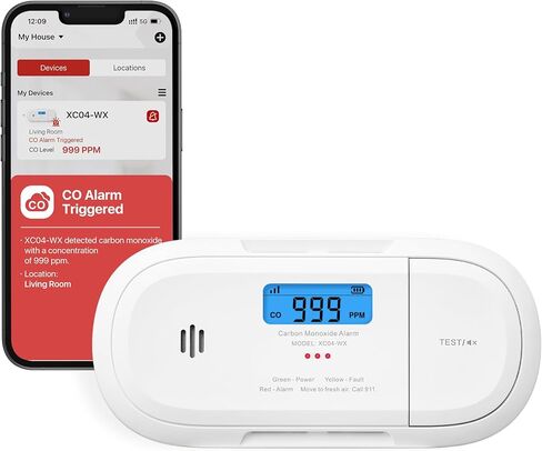 X-Sense Carbon Monoxide Detector Alarm with Digital LCD Display, CO Detector Alarm with 5-Year Replaceable Battery and Peak Value Memory, XC04-R in Kuwait