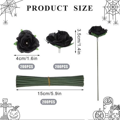 80 Pack Black&Red Roses Artificial Flowers Bulk 1.6Inch Small Artificial Rose Flowers with Stems Simulation Roses Elegant Faux for Halloween,Bouquets Parties, Home Decorations in Kuwait