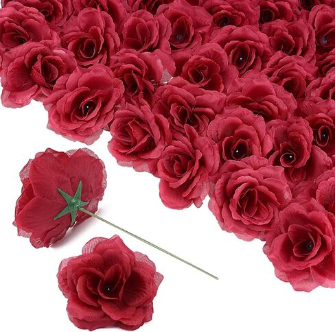 80 Pack Black&Red Roses Artificial Flowers Bulk 1.6Inch Small Artificial Rose Flowers with Stems Simulation Roses Elegant Faux for Halloween,Bouquets Parties, Home Decorations in Kuwait