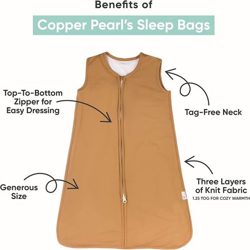 Copper Pearl Sleep Sack: Warm and Cozy Baby Bag in a Variety of Trendy Designs, Safe Alternative to Blankets, Sleeveless Baby Sleep Sack Swaddle Sizes Newborn to 24 Months - Bliss in Kuwait