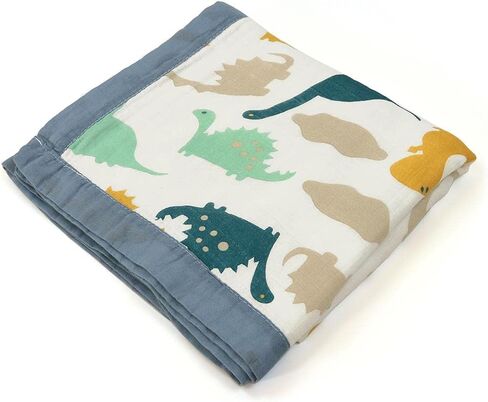 Premium Baby Muslin Swaddle Blanket, Baby Muslin Quilt Dino Toddler Bath Towel Unisex Receiving Blanket, 43 X 45 inchs (Blue Dinosaur) in Saudi Arabia