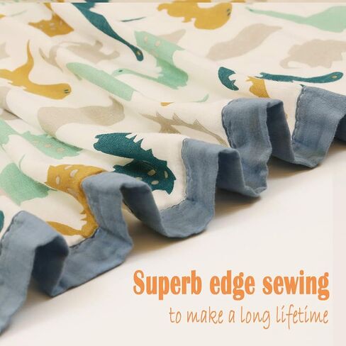 Premium Baby Muslin Swaddle Blanket, Baby Muslin Quilt Dino Toddler Bath Towel Unisex Receiving Blanket, 43 X 45 inchs (Blue Dinosaur) in Saudi Arabia