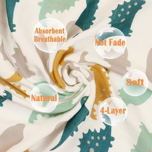 Premium Baby Muslin Swaddle Blanket, Baby Muslin Quilt Dino Toddler Bath Towel Unisex Receiving Blanket, 43 X 45 inchs (Blue Dinosaur) in Saudi Arabia