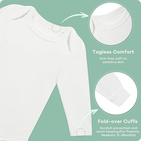 TotAha Baby Long Sleeve Bodysuit, Unisex Baby Clothes for Boy Girl, 0-3-6-18-24 Months, Soft Infant Sleepers for All Seasons in Kuwait