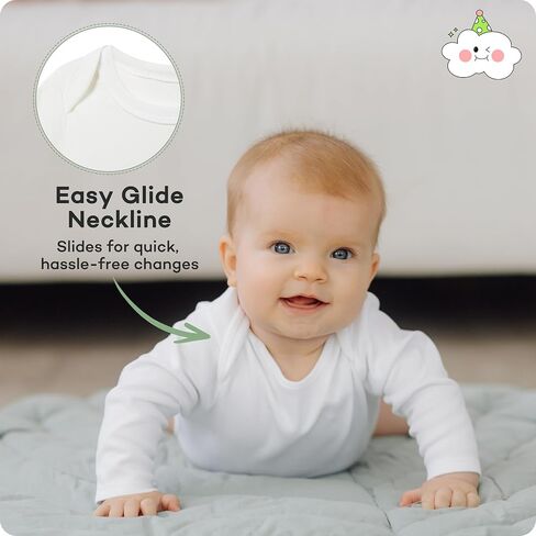 TotAha Baby Long Sleeve Bodysuit, Unisex Baby Clothes for Boy Girl, 0-3-6-18-24 Months, Soft Infant Sleepers for All Seasons in Kuwait