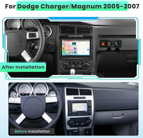 8Core 4+64GB Android 13 ستيريو سيارة لدودج تشارجر/دودج ماغنوم 2005 2006 2007 راديو لاسلكي Carplay Android Auto، راديو سيارة بشاشة لمس 9 بوصة مع BT GPS DSP WiFi FM RDS + AHD كاميرا احتياطية ميكروفون in Saudi Arabia