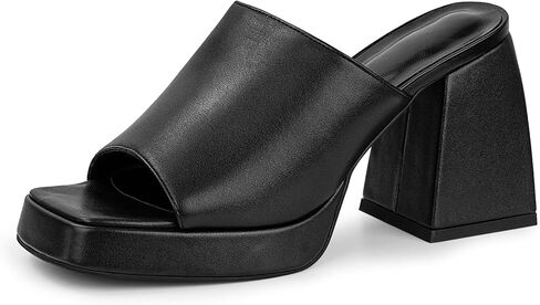 DOEYG كعب منصة أسود للنساء مثير مفتوح من الأمام بكعب مكتنز سهل الارتداء على الكعب، صنادل بكعب مربع من الأمام، فستان الحفلات Y2k، صنادل صيفية in Kuwait