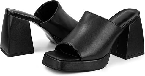 DOEYG كعب منصة أسود للنساء مثير مفتوح من الأمام بكعب مكتنز سهل الارتداء على الكعب، صنادل بكعب مربع من الأمام، فستان الحفلات Y2k، صنادل صيفية in Kuwait