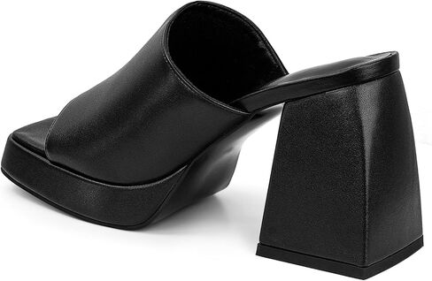 DOEYG كعب منصة أسود للنساء مثير مفتوح من الأمام بكعب مكتنز سهل الارتداء على الكعب، صنادل بكعب مربع من الأمام، فستان الحفلات Y2k، صنادل صيفية in Kuwait