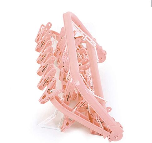 SteelFever Foldable Clip and Drip Hanger with 32 Clips - Plastic Hanging Drying Rack for Clothes Underwear Socks (Blue) in Saudi Arabia