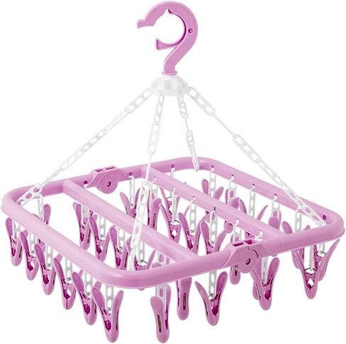 SteelFever Foldable Clip and Drip Hanger with 32 Clips - Plastic Hanging Drying Rack for Clothes Underwear Socks (Blue) in Saudi Arabia