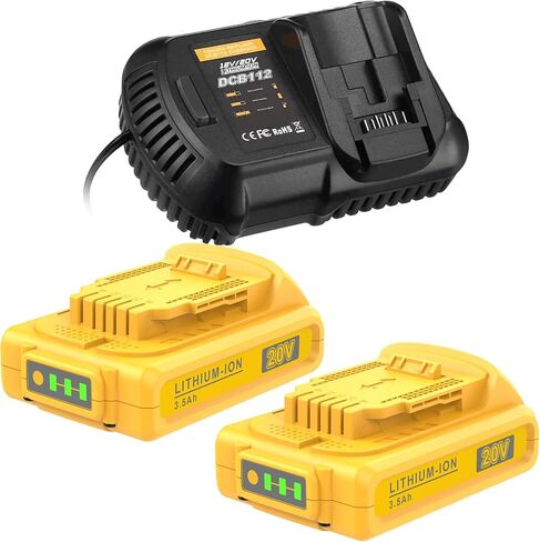 2Packs 3.5Ah Replacement for Dewalt 20V Max Battery, Compatible with Dewalt 20V Battery DCB200 DCB201 DCB204 DCB206 DCB207 with DCB112 20V Max Battery Charger in Saudi Arabia