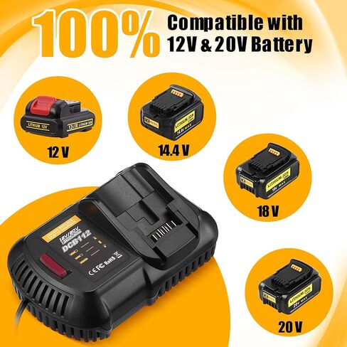 2Packs 3.5Ah Replacement for Dewalt 20V Max Battery, Compatible with Dewalt 20V Battery DCB200 DCB201 DCB204 DCB206 DCB207 with DCB112 20V Max Battery Charger in Saudi Arabia