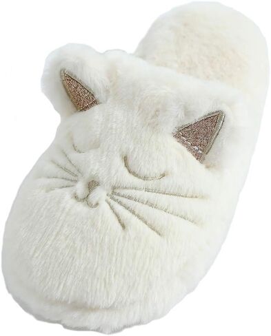 Fuzzy Cat Animal Slippers Animal Raccoon Fluffy Memory Foam Home Cozy Slipper Gifts for Women Girls in Saudi Arabia
