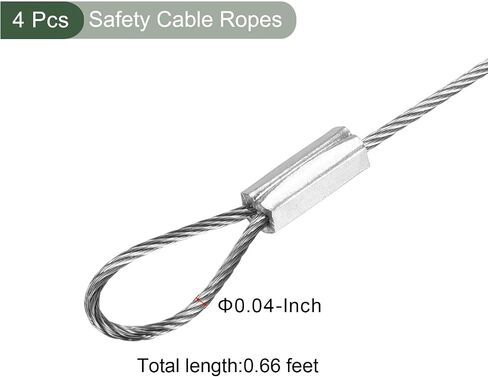 YOKIVE 4 Pcs Stage Lights Safety Cables, 304 Stainless Steel Security Ropes with Double Loops | Great for Party Lighting LED (Silver, 16-Inch, 2mm Dia) in Saudi Arabia