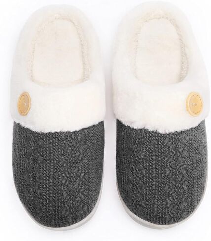 Women’s Slippers Fuzzy Comfy Warm House Slippers for women,Slip-on Slippers Soft Cozy Plush for Indoor Outdoor winter Knitted slippers in Saudi Arabia