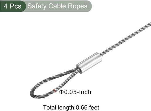 YOKIVE 4 Pcs Stage Lights Safety Cables, 304 Stainless Steel Security Ropes with Double Loops | Great for Party Lighting LED (Silver, 16-Inch, 2mm Dia) in Saudi Arabia