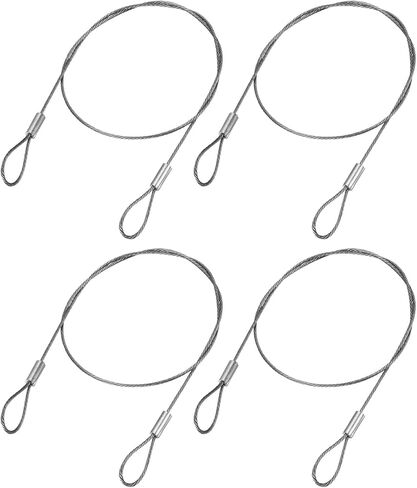 YOKIVE 4 Pcs Stage Lights Safety Cables, 304 Stainless Steel Security Ropes with Double Loops | Great for Party Lighting LED (Silver, 16-Inch, 2mm Dia) in Saudi Arabia