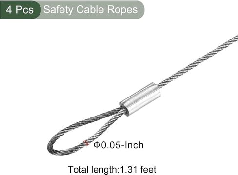 YOKIVE 4 Pcs Stage Lights Safety Cables, 304 Stainless Steel Security Ropes with Double Loops | Great for Party Lighting LED (Silver, 16-Inch, 2mm Dia) in Saudi Arabia