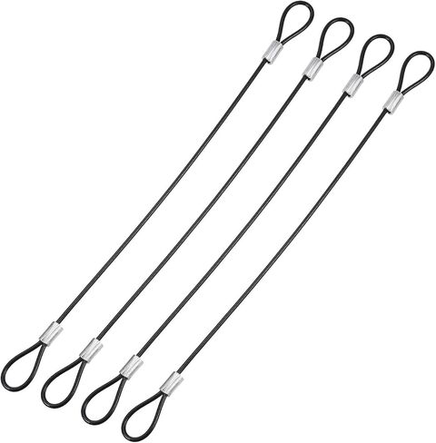 YOKIVE 4 Pcs Stage Lights Safety Cables, 304 Stainless Steel Security Ropes with Double Loops | Great for Party Lighting LED (Silver, 16-Inch, 2mm Dia) in Saudi Arabia