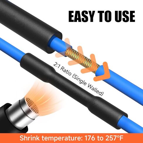 Heat Shrink Tube, Wire Wrap Electrical Cable Ratio 2:1 Heat Shrinkable Shrinking Sleeving Black (6M / 20Ft, Dia.40mm) in Saudi Arabia