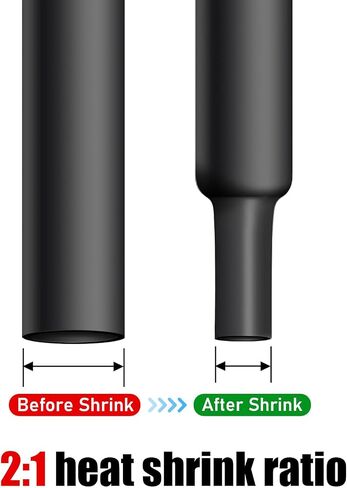 Heat Shrink Tube, Wire Wrap Electrical Cable Ratio 2:1 Heat Shrinkable Shrinking Sleeving Black (6M / 20Ft, Dia.40mm) in Saudi Arabia
