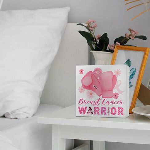 Breast Cancer Awareness Gifts for Women Friends, Breast Cancer Survivor Gifts Fight Breast Cancer Warrior Support Gifts, Breast Cancer Decor Wooden Box Sign, Breast Cancer Awareness in Kuwait