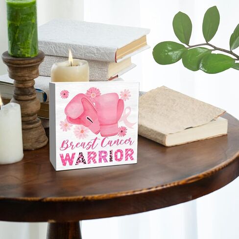 Breast Cancer Awareness Gifts for Women Friends, Breast Cancer Survivor Gifts Fight Breast Cancer Warrior Support Gifts, Breast Cancer Decor Wooden Box Sign, Breast Cancer Awareness in Kuwait