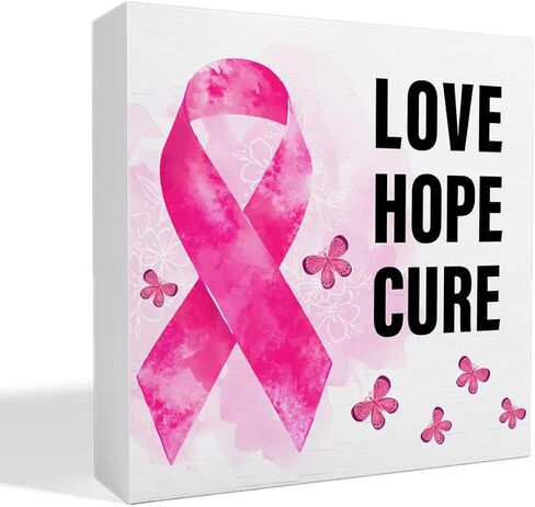 Breast Cancer Awareness Gifts for Women Friends, Breast Cancer Survivor Gifts Fight Breast Cancer Warrior Support Gifts, Breast Cancer Decor Wooden Box Sign, Breast Cancer Awareness in Kuwait
