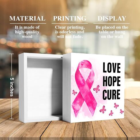 Breast Cancer Awareness Gifts for Women Friends, Breast Cancer Survivor Gifts Fight Breast Cancer Warrior Support Gifts, Breast Cancer Decor Wooden Box Sign, Breast Cancer Awareness in Kuwait