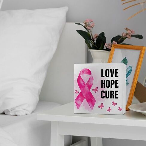 Breast Cancer Awareness Gifts for Women Friends, Breast Cancer Survivor Gifts Fight Breast Cancer Warrior Support Gifts, Breast Cancer Decor Wooden Box Sign, Breast Cancer Awareness in Kuwait
