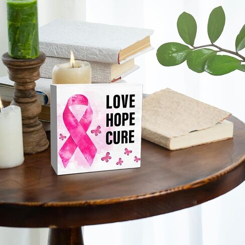 Breast Cancer Awareness Gifts for Women Friends, Breast Cancer Survivor Gifts Fight Breast Cancer Warrior Support Gifts, Breast Cancer Decor Wooden Box Sign, Breast Cancer Awareness in Kuwait