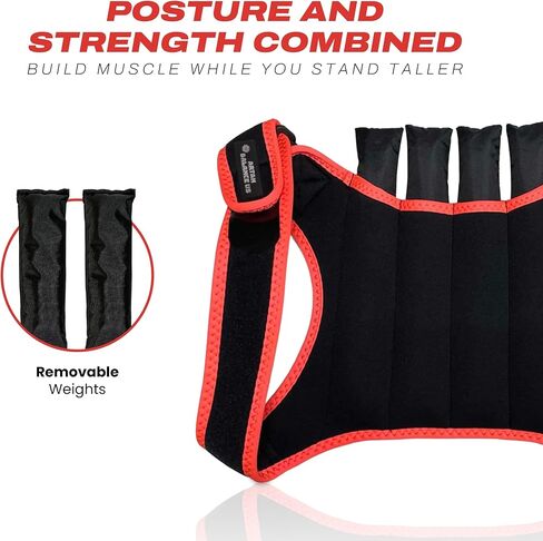 سترة مصحح الوضعية للنساء، أوزان قابلة للإزالة، مقاس قابل للتعديل - مصحح وضعية تمليس الظهر، تحسين الوضعية، بناء قوة الظهر - مصحح الوضعية المتقدم مع 4 أوزان لكل 0.5 رطل in Kuwait