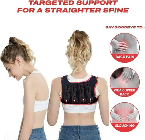 سترة مصحح الوضعية للنساء، أوزان قابلة للإزالة، مقاس قابل للتعديل - مصحح وضعية تمليس الظهر، تحسين الوضعية، بناء قوة الظهر - مصحح الوضعية المتقدم مع 4 أوزان لكل 0.5 رطل in Kuwait