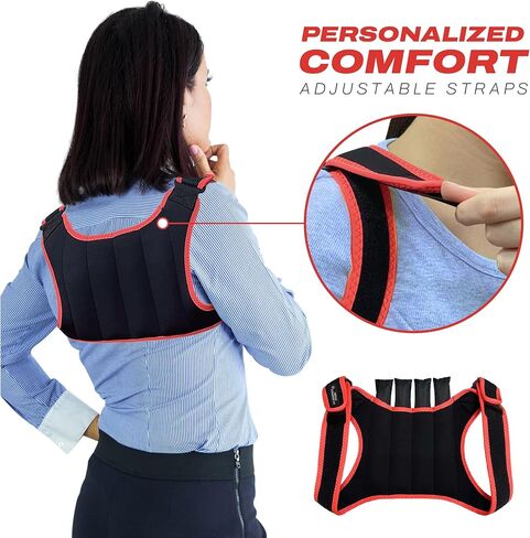 سترة مصحح الوضعية للنساء، أوزان قابلة للإزالة، مقاس قابل للتعديل - مصحح وضعية تمليس الظهر، تحسين الوضعية، بناء قوة الظهر - مصحح الوضعية المتقدم مع 4 أوزان لكل 0.5 رطل in Kuwait