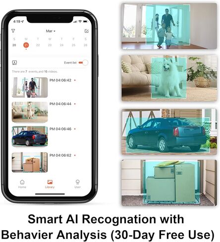 كاميرا أمان NGTeco 4MP لاسلكية خارجية، كاميرا بطارية 2.5K FHD لأمن المنزل مع كشف الحركة، رؤية ليلية ملونة مع ضوء كشاف، تخزين سحابي مجاني لمدة 30 يومًا، متوافقة مع Alexa in Kuwait