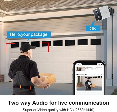 كاميرا أمان NGTeco 4MP لاسلكية خارجية، كاميرا بطارية 2.5K FHD لأمن المنزل مع كشف الحركة، رؤية ليلية ملونة مع ضوء كشاف، تخزين سحابي مجاني لمدة 30 يومًا، متوافقة مع Alexa in Kuwait